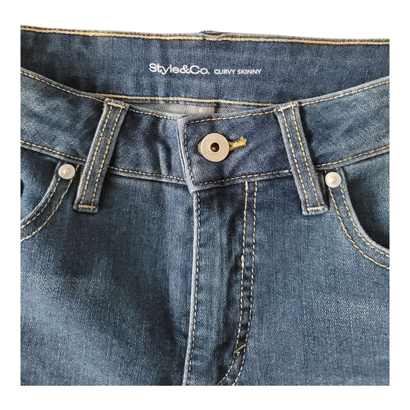 Style & Co. Blue Skinny Mid-Rise Jeans with Fading Effects - Picture 6 of 11